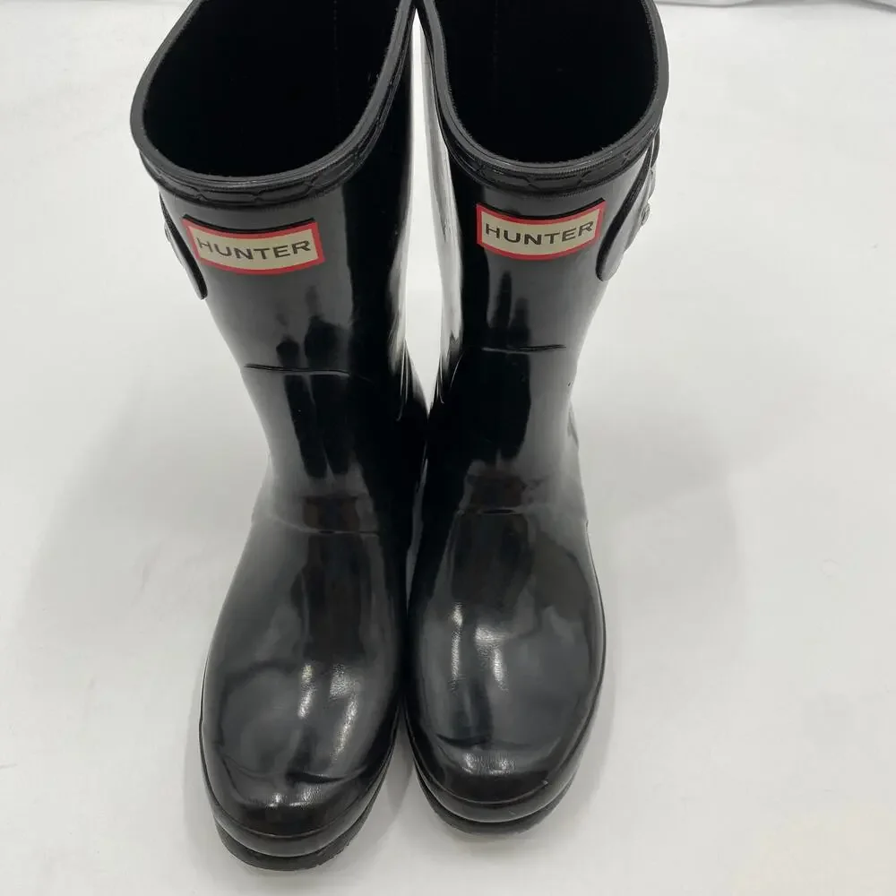 Hunter black gloss short rain‎ boots